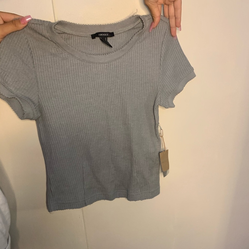 grey knit top